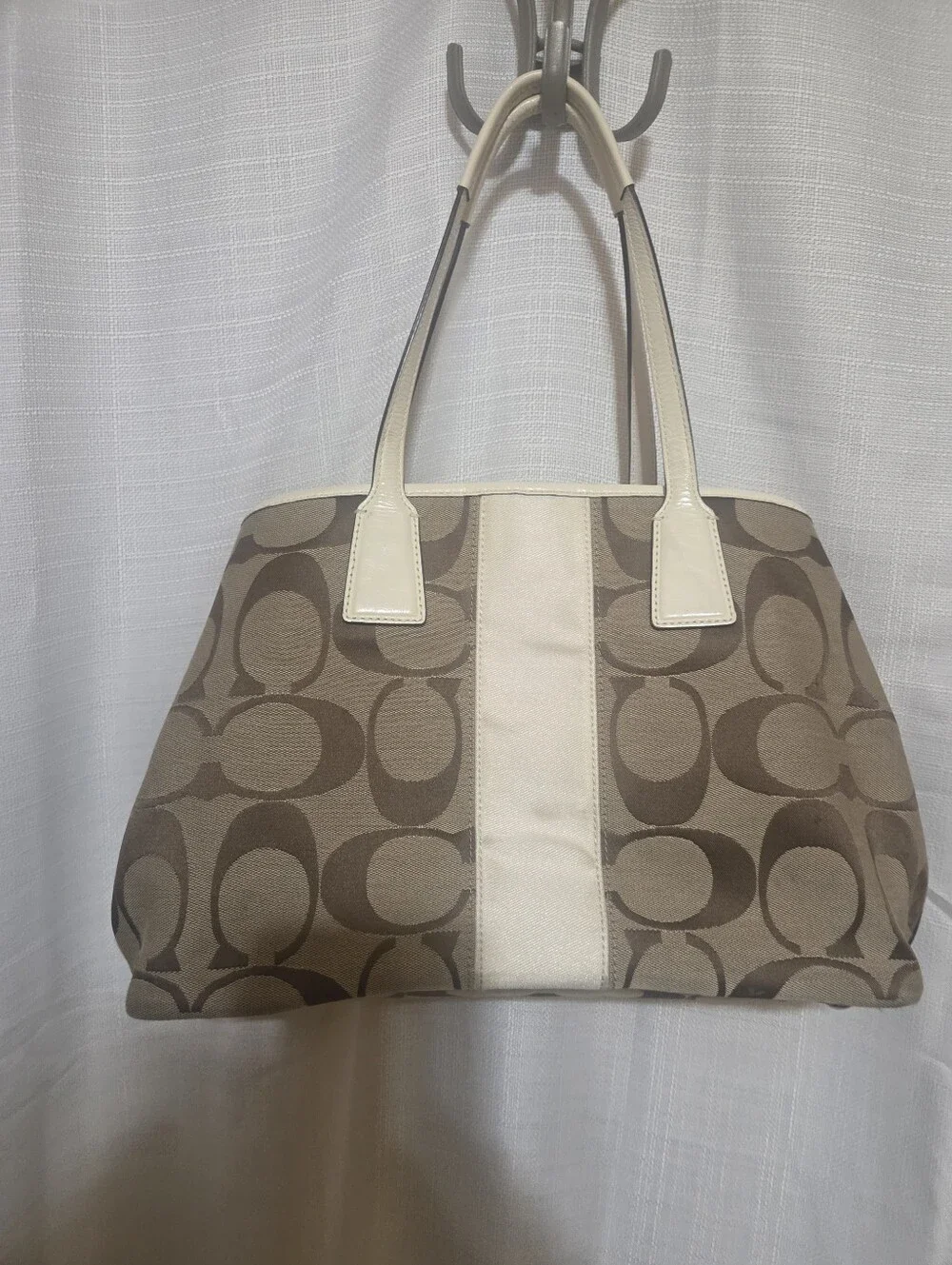 Coach Signature Stripe Framed Tote F13533